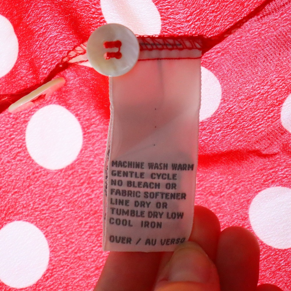 Liz Claiborne Blouse 10 Red Womens Polka Dot Button Back Top Vintage - Picture 5 of 5